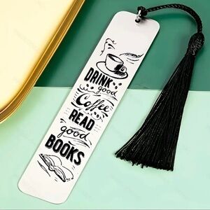 Bookmark “Drink good coffee Read good books” - stainless steel - new in package